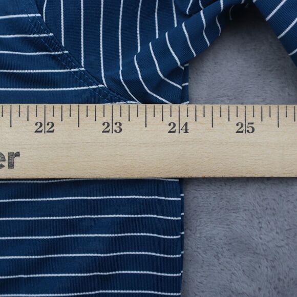 Nike Golf Polo Shirt Mens XL Blue Striped Stretch Lightweight Hike Fish - Picture 5 of 16